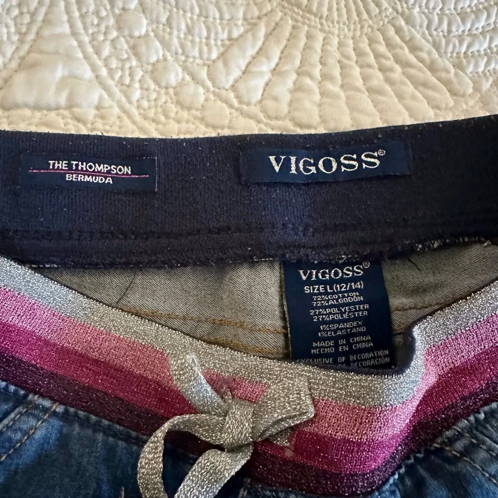 Vigoss Girls' Denim Bermuda Shorts w/ Sparkle Knit‎ Waistband